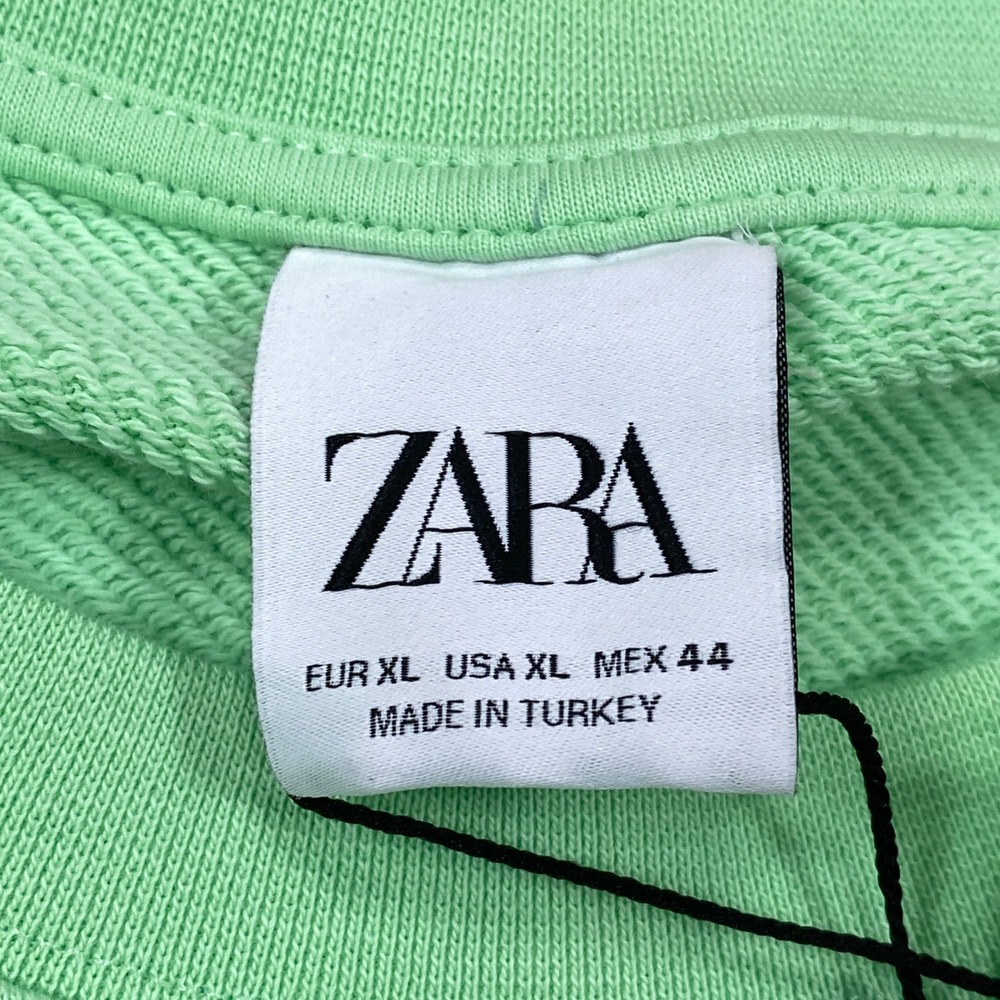 Zara Sweatshirt Mens XL Streetwear Cotton Relaxed Fit Mint Green New With Tags - Picture 4 of 8